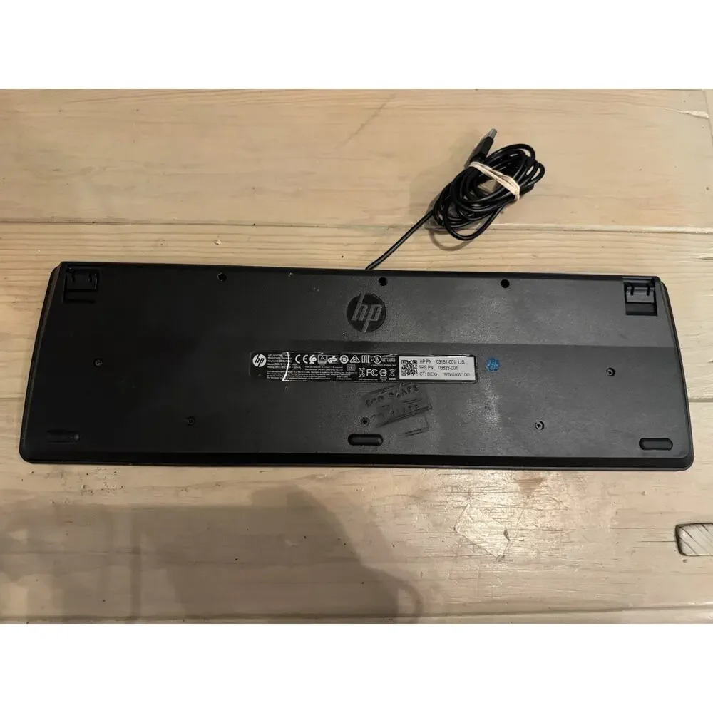 HP Slim Wired USB Keyboard KU-1469 Black Full Size Tested Working